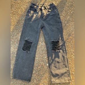 Black wide leg jeans S